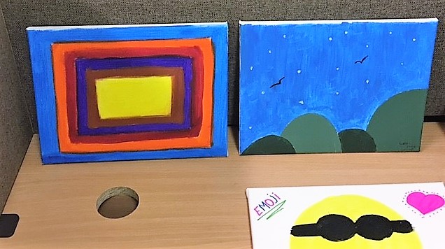 Paintings by healthy foster children with Ikon Fostering of Walsall, West Midlands